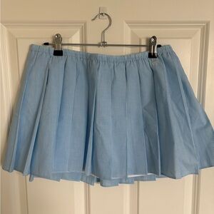 Aritzia Blue Pleated Stipe Skirt